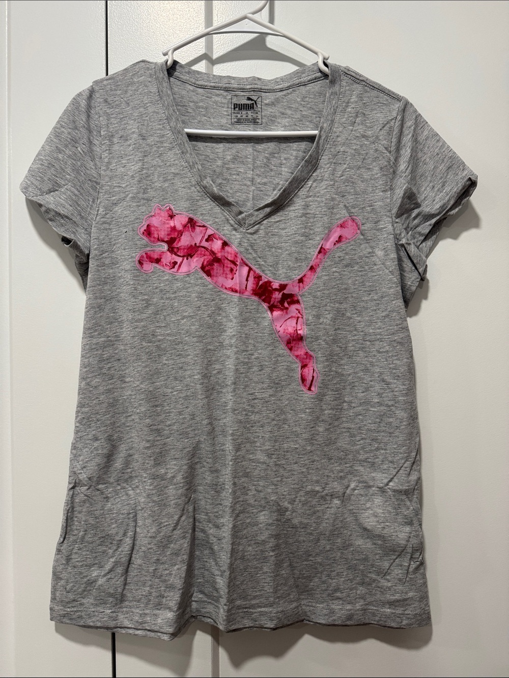 Puma Gray T-Shirt with Pink Puma Logo
